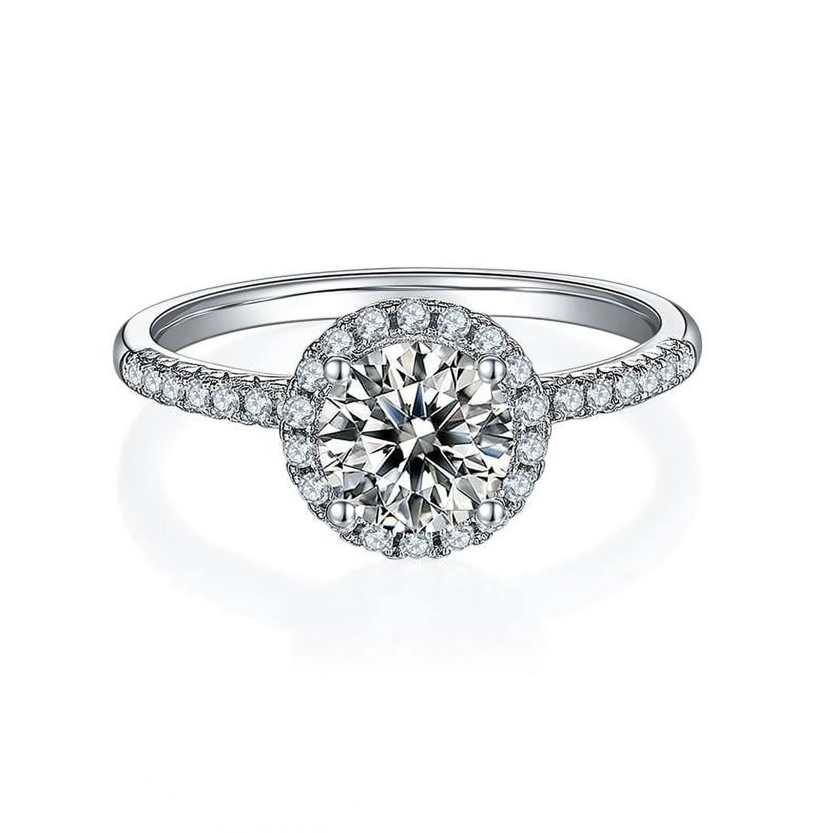 18K White Gold over Silver Moissanite Wedding Ring L942