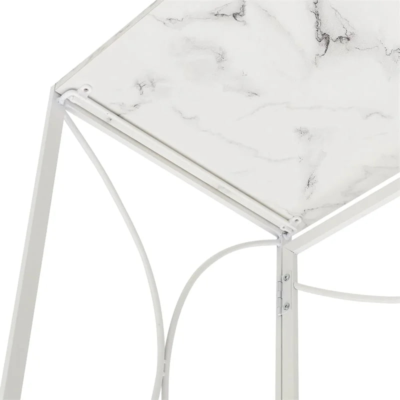 White Faux Marble Folding Desk E396822