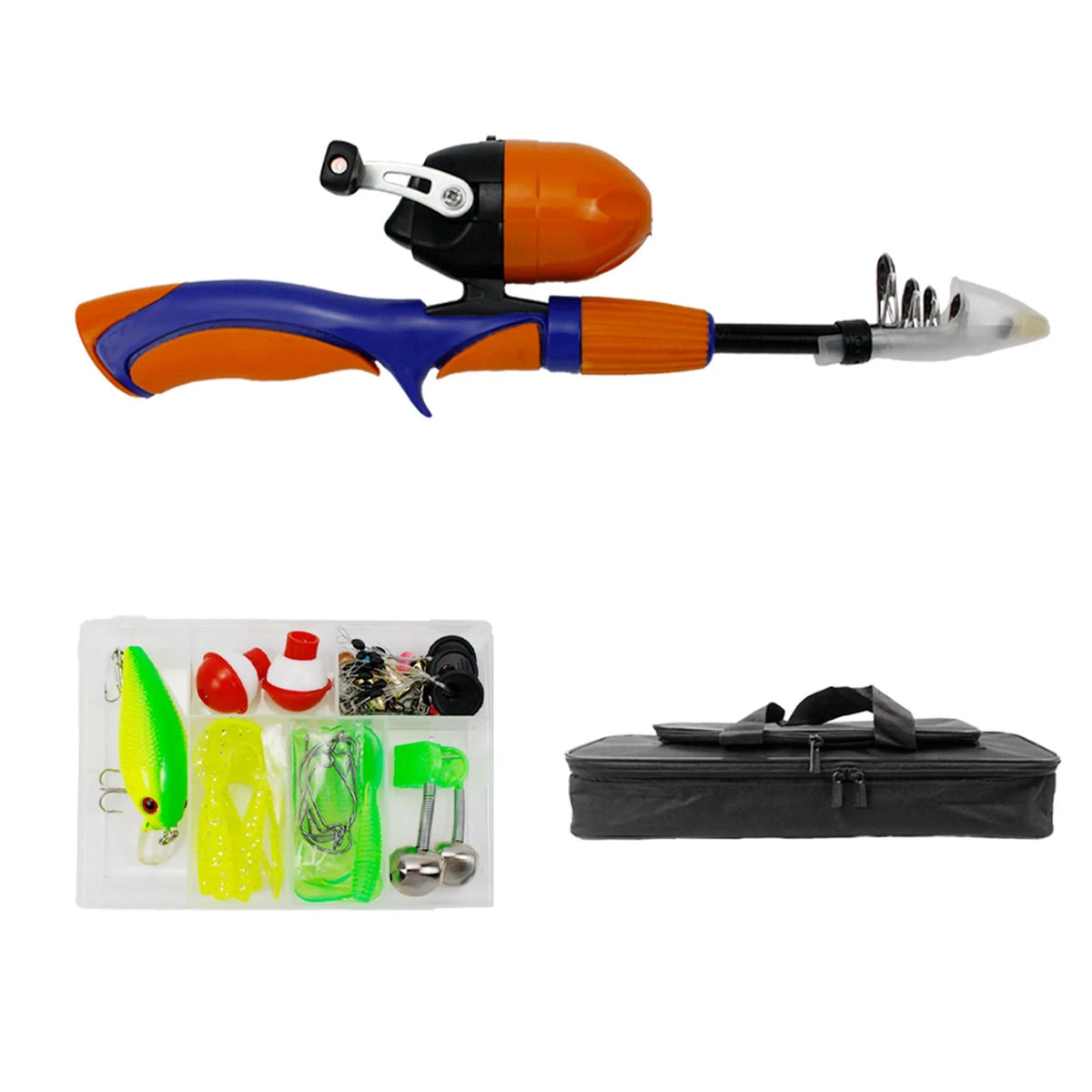 Pink Telescopic Fishing Rod and Reel Carrier Bag with Fishing Line Q42705