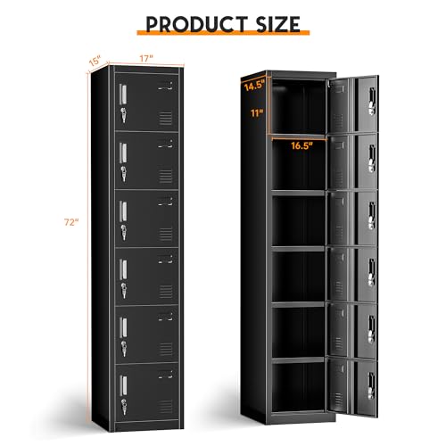 Black 6 Door Steel Lockers Z8894