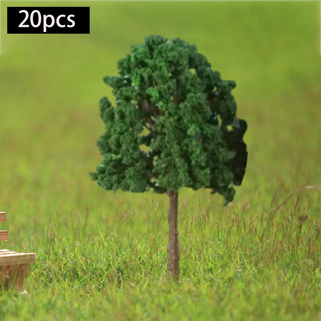 20 Pieces 2.95 inch Dark Green Miniature Trees for Diorama I7487