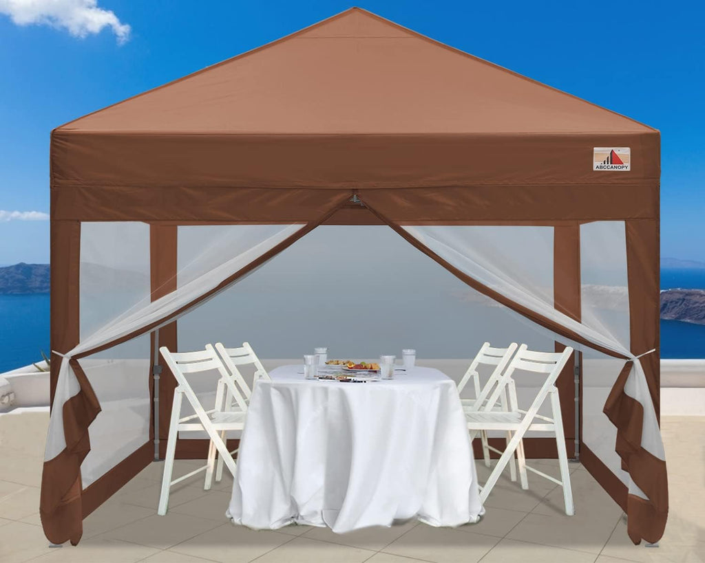 10x10 Pop up Canopy Tent with Mesh Walls and Carry Bag T853