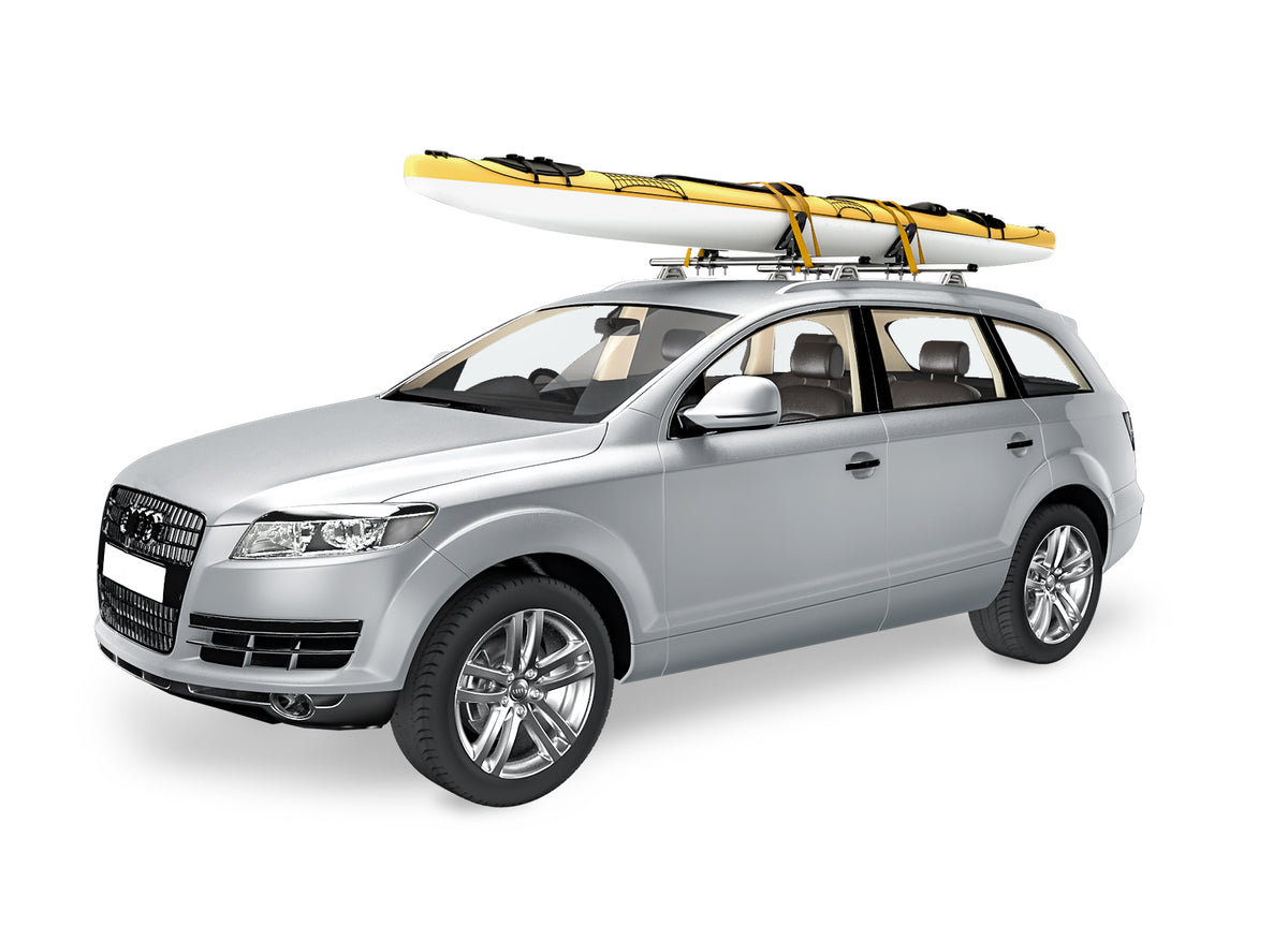 Steel Saddle Rack for Kayak Carrier Canoe Boat Paddle Board Surfboard Roof Top Mount with Ratchet Lashing Straps V64217