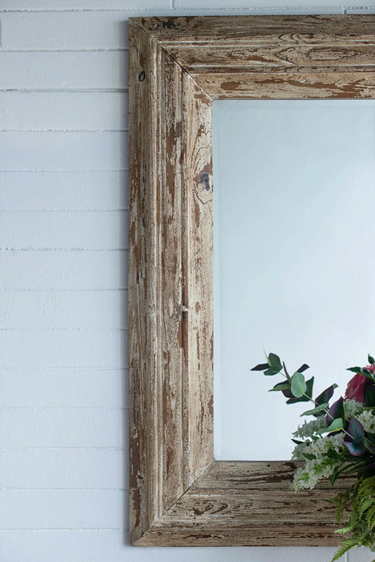 Distressed Finish Rectangular Wall Mirror N26996