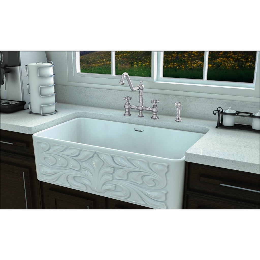 Oil Rubbed Bronze Bridge Faucet with Cross Handles and Side Spray A2231