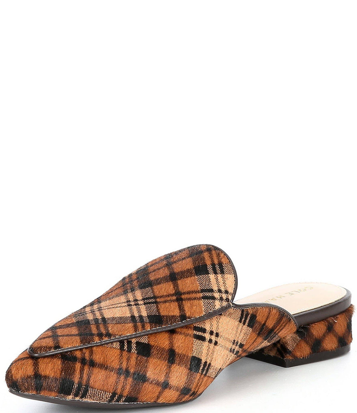 Plaid Print Calf Hair Mules O771281