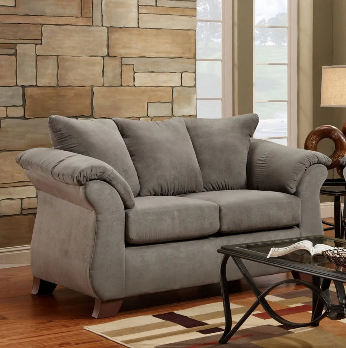 Grey Microfiber Sofa and Loveseat Set G2141