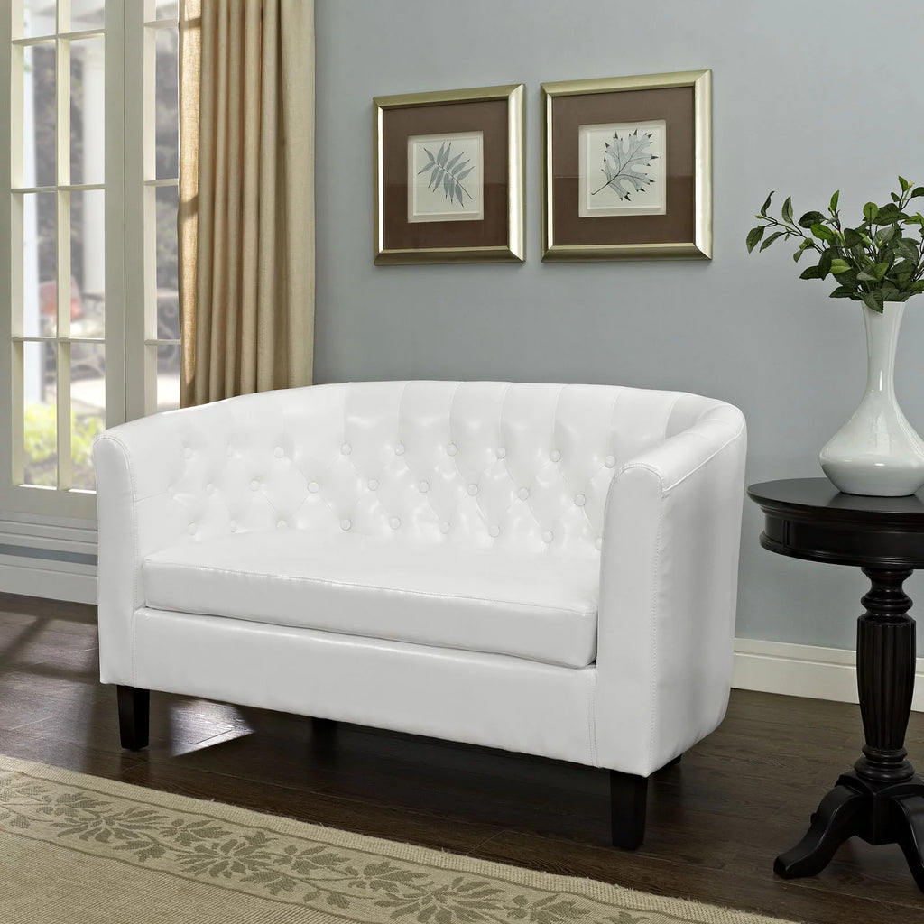 Two Seater Loveseat Sofa White S907168