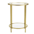 Round Gold Leaf Metal and Glass Accent Table D565682