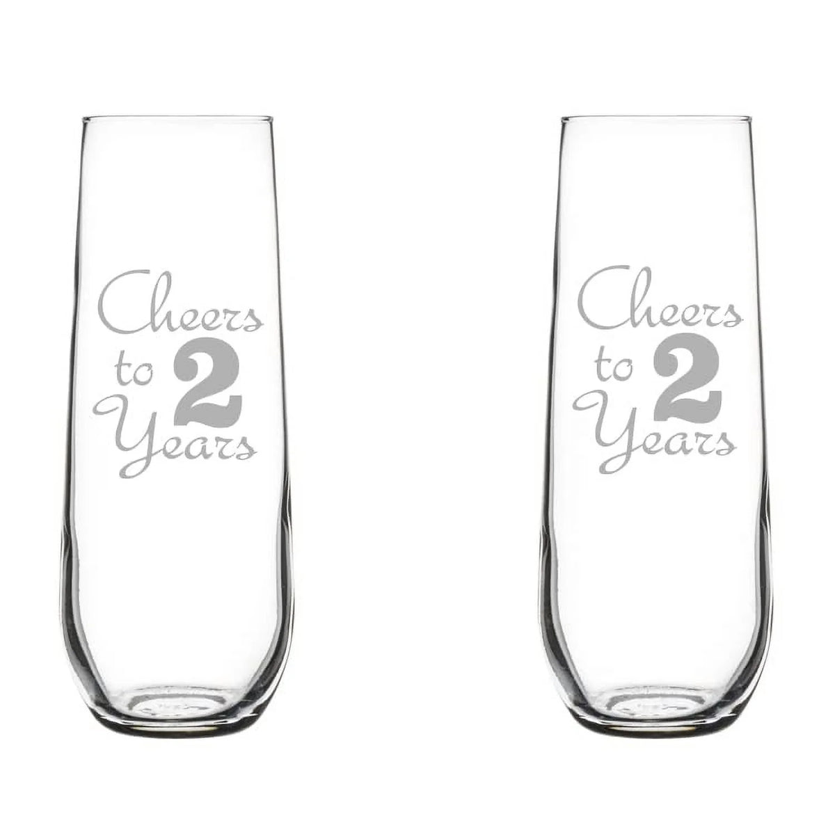 Set of 2 Stemless Glass Champagne Flutes 8.5 oz S164
