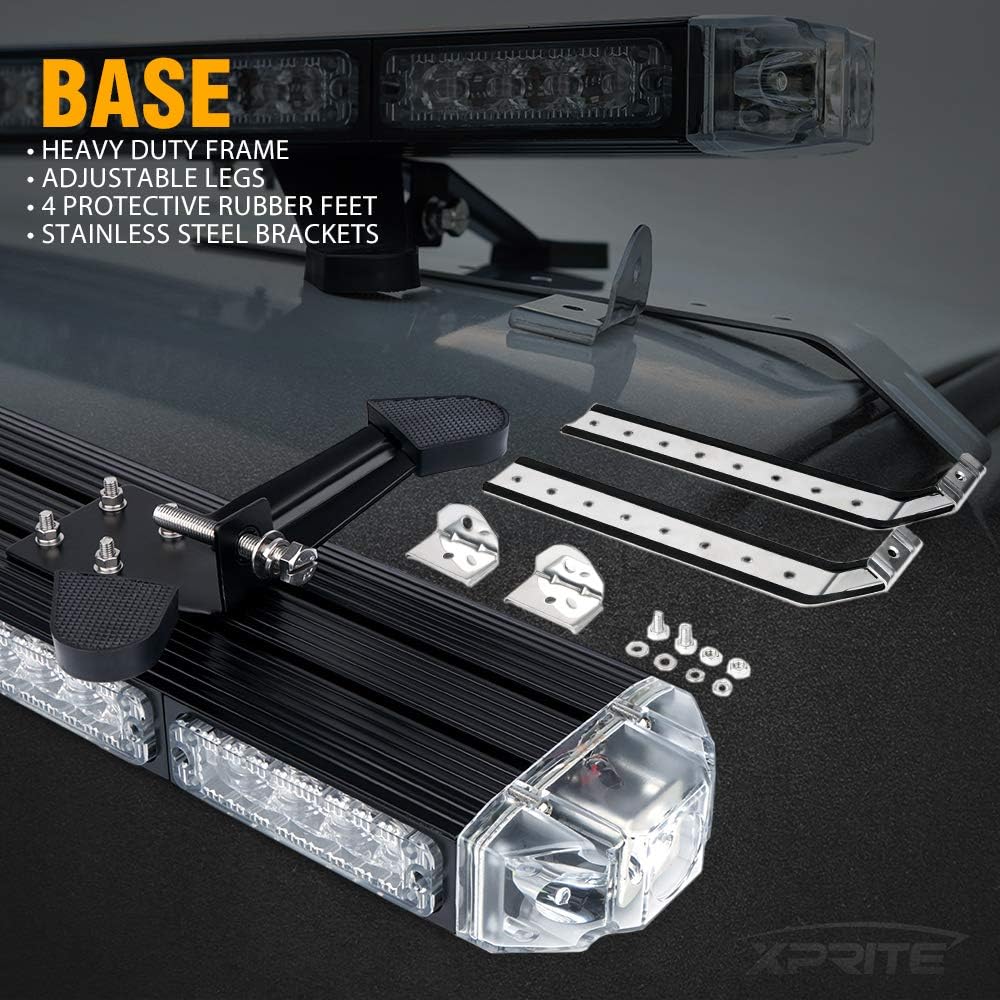 48 White Amber Emergency Strobe Light Bar LED Lightbar with Adjustable Brackets A56469