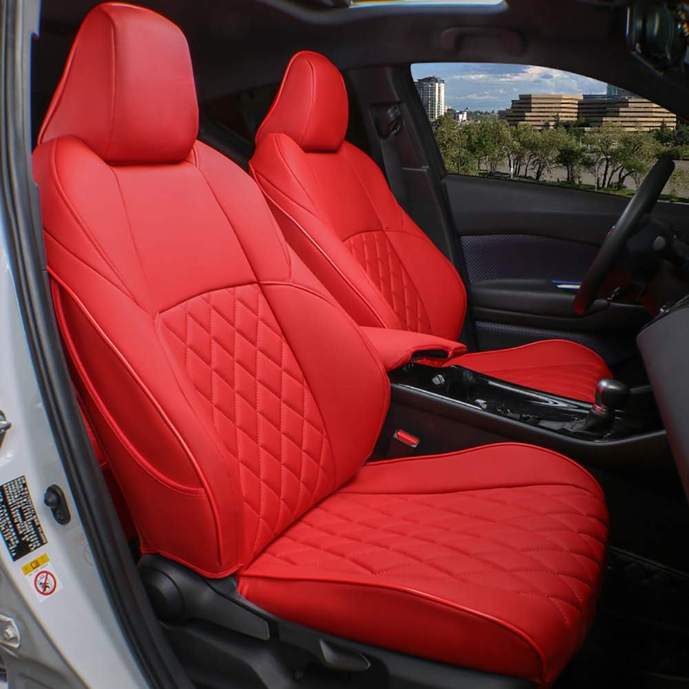 Red Leatherette Car Seat Covers for Toyota CHR 2017-2022 F740