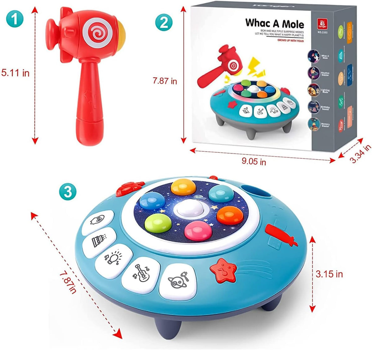 UFO Hammer Toy with Light-Up Musical for Toddlers U574