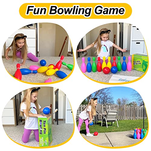 Kids Toy Bowling Set with 10 Pins & 2 Balls X97308