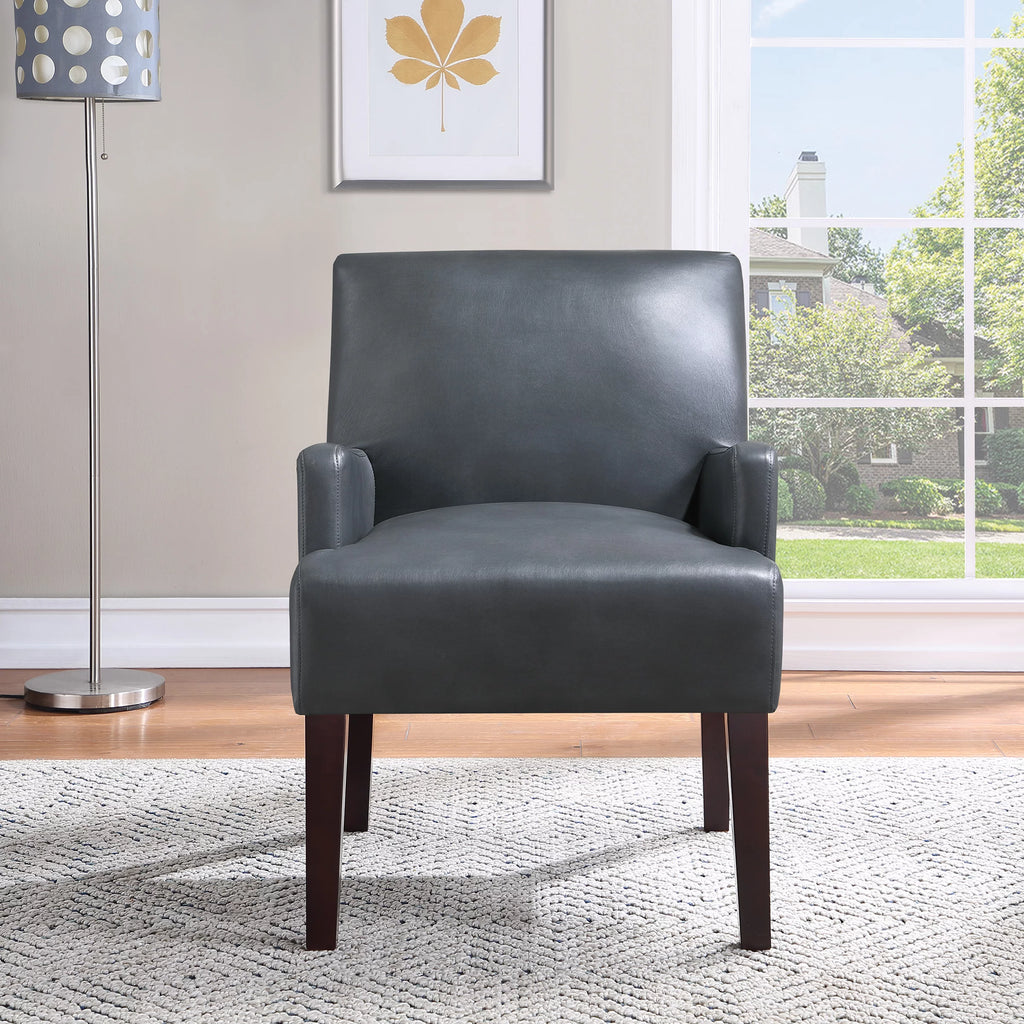 Pewter Faux Leather Guest Chair S715