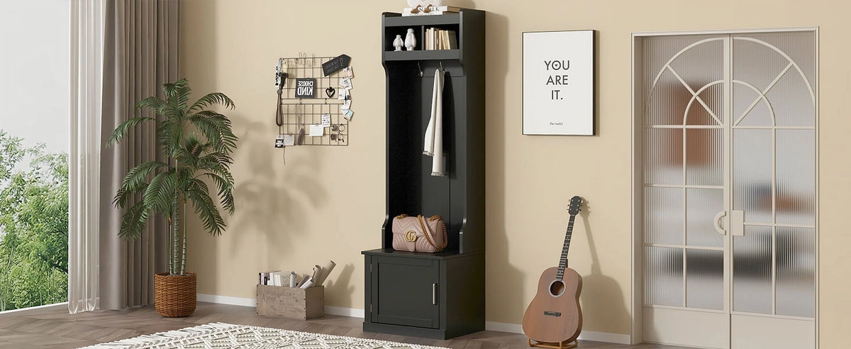Multi-functional Hall Tree with Cabinet & 6 Hooks V612903