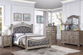 Queen Size Tufted Fabric Bed with 2 Nightstands 3pc Set Grey Y3861