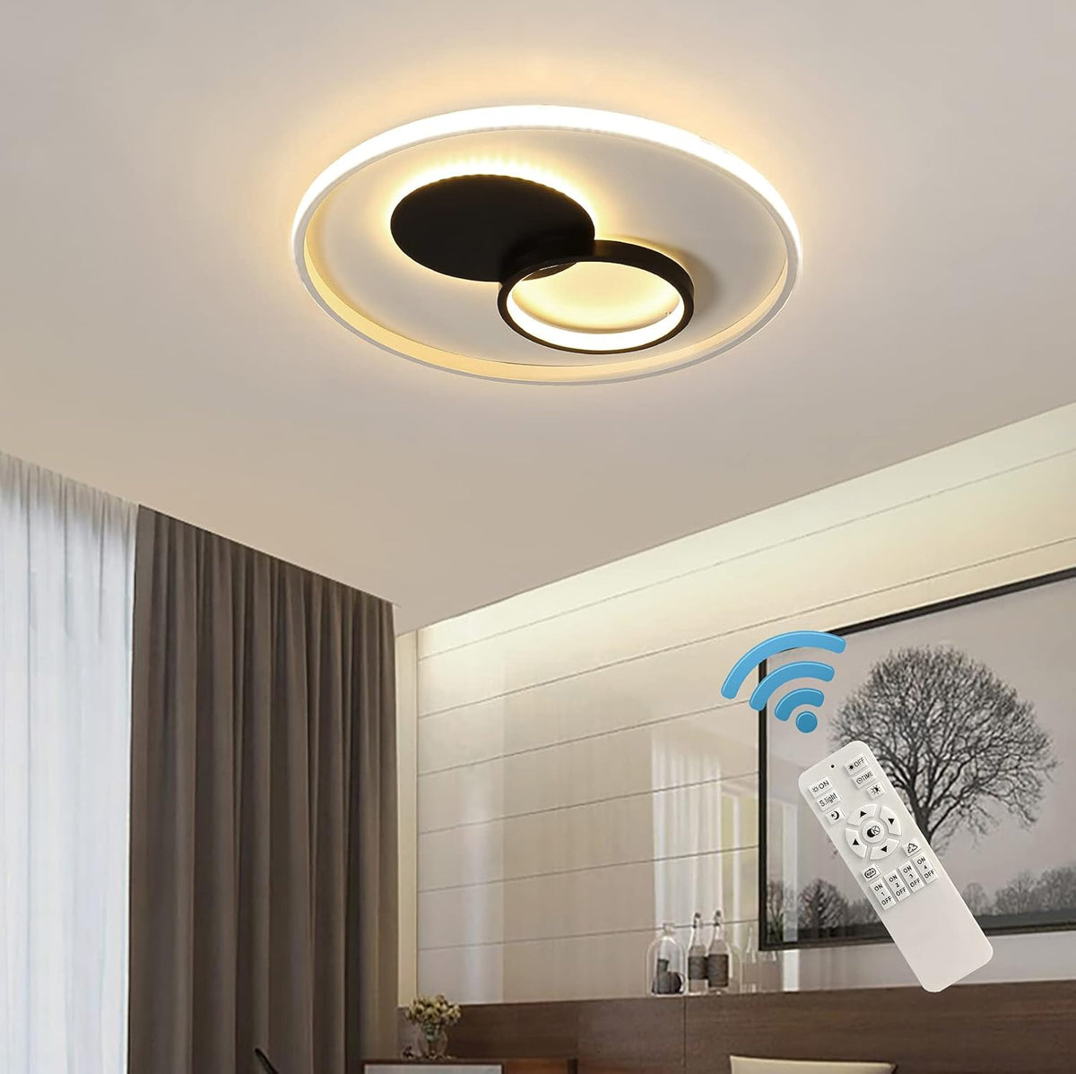 LED Ceiling Light Dimmable, 45W Flush Mount Ceiling Lamp with Remote P332
