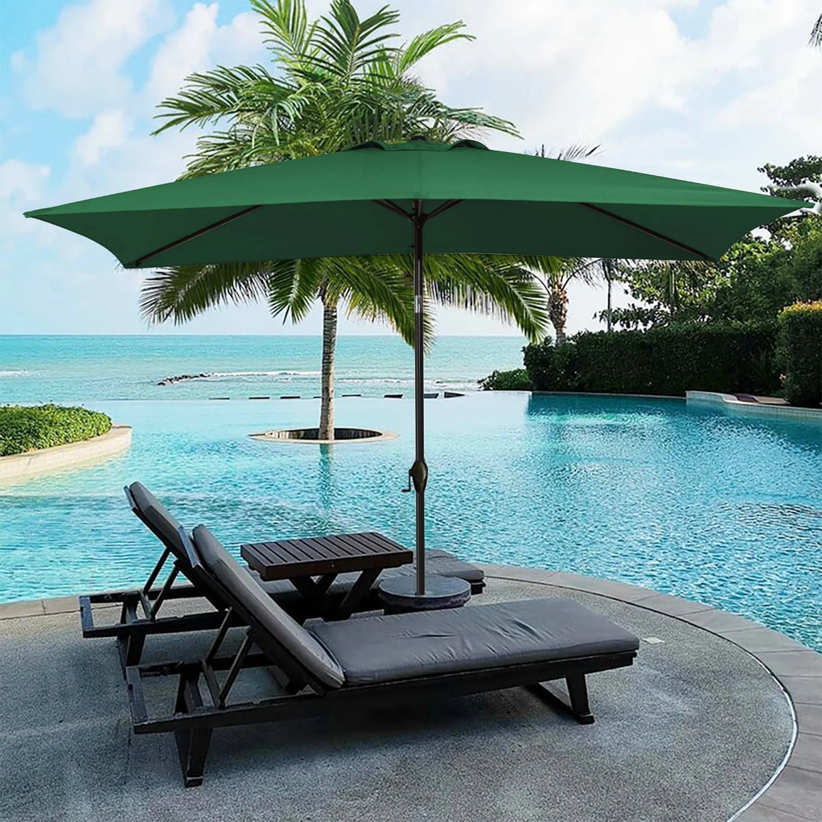 6.5' x 10' Rectangular Beige Patio Umbrella M99300