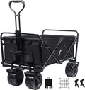 Black Heavy Duty Folding Utility Cart with Universal Wheels Adjustable Handle T391855