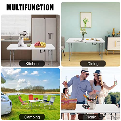 4 Foot Heavy Duty Plastic Folding Table with Carrying Handle Q735