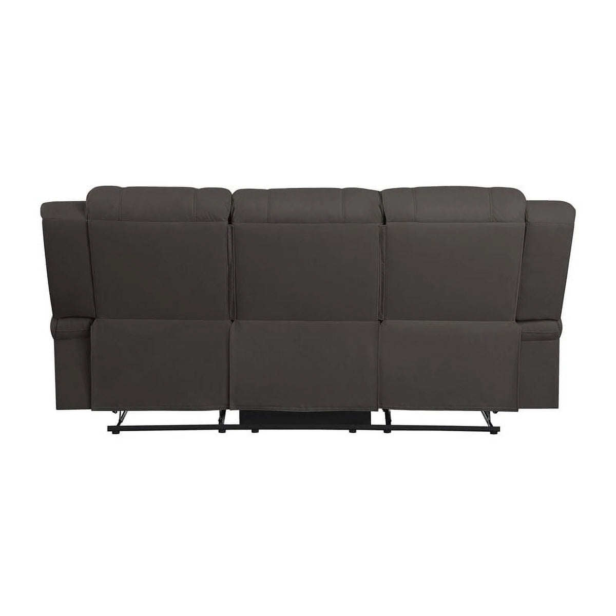 Chocolate Wood & Fabric Double Reclining Sofa B1104