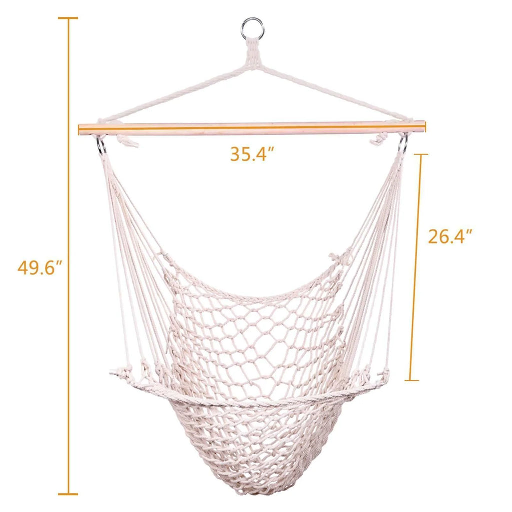 Cotton Rope Hammock Chair with Wood Stretcher J8205