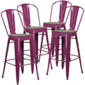 Purple Metal Barstool with Wood Seat H783
