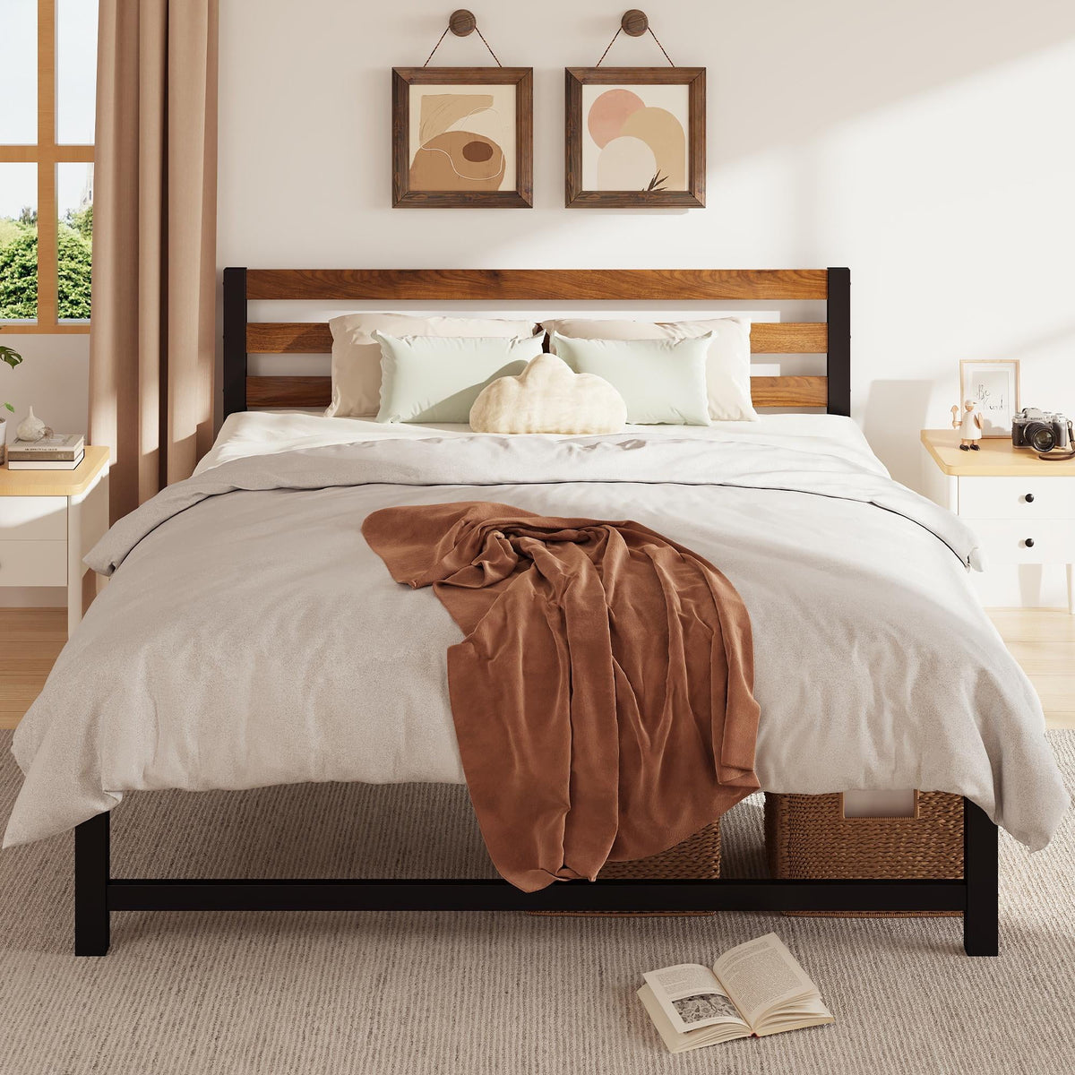 Queen Platform Bed Frame with Headboard X881882