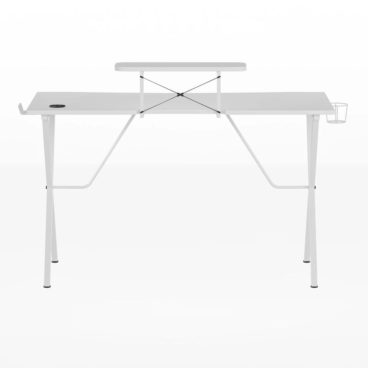 Black Gaming Desk with Cupholder, Headphone Hook & Monitor Stand G174