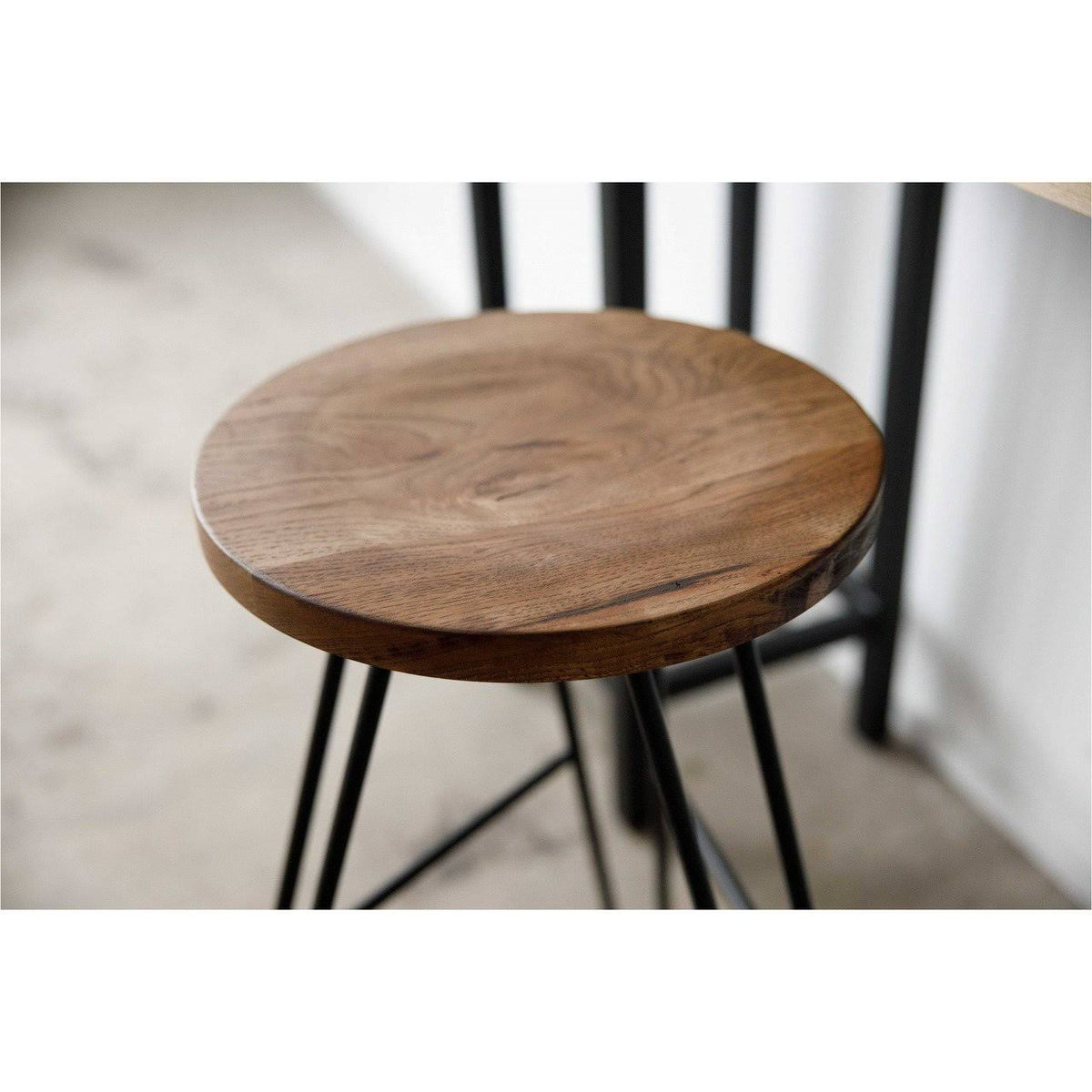 Natural Brown Ash Wood and Steel Bar Stool T7711