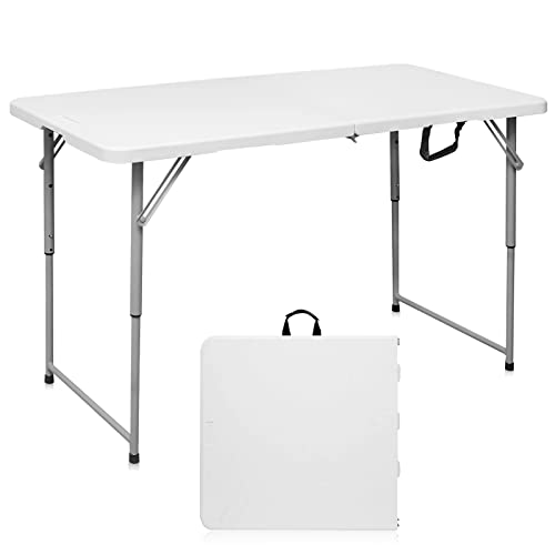 4 Foot Heavy Duty Plastic Folding Table with Carrying Handle Q735