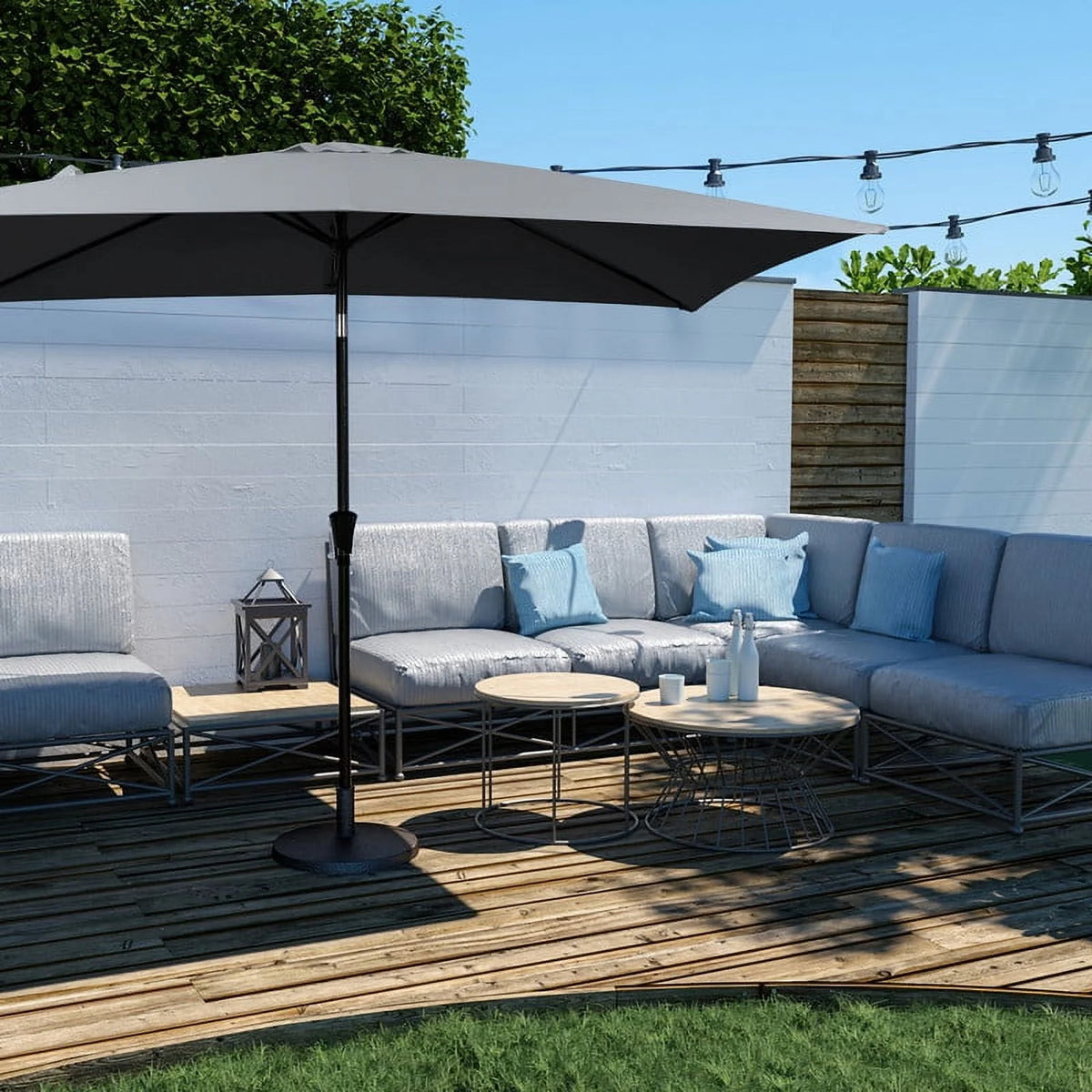 6.5' x 10' Rectangular Beige Patio Umbrella M99300
