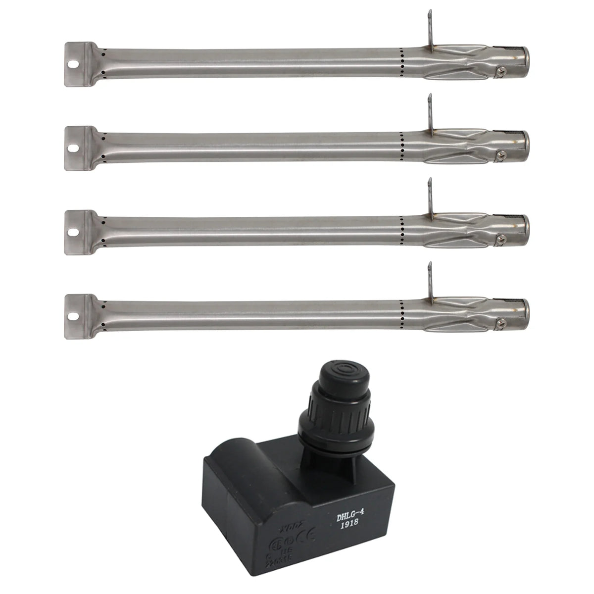 4 BBQ Gas Grill Tube Burner & 1 4-Outlet Spark Generator Ignitor Replacement Parts V807