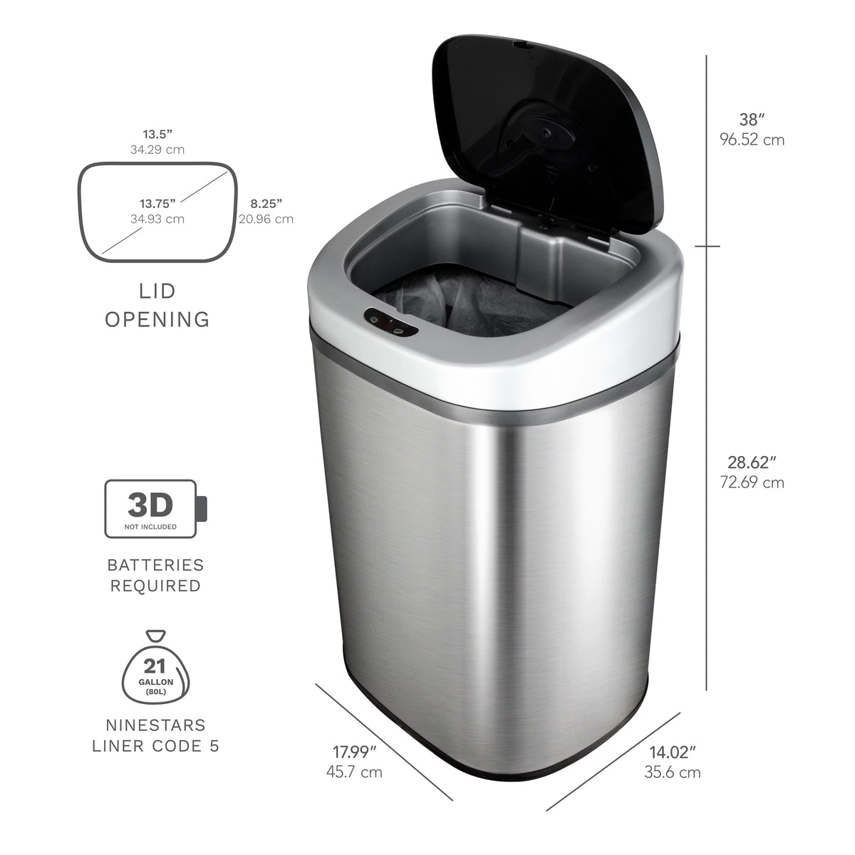 21.1 Gallon Stainless Steel Motion Sensor Trash Can Y861