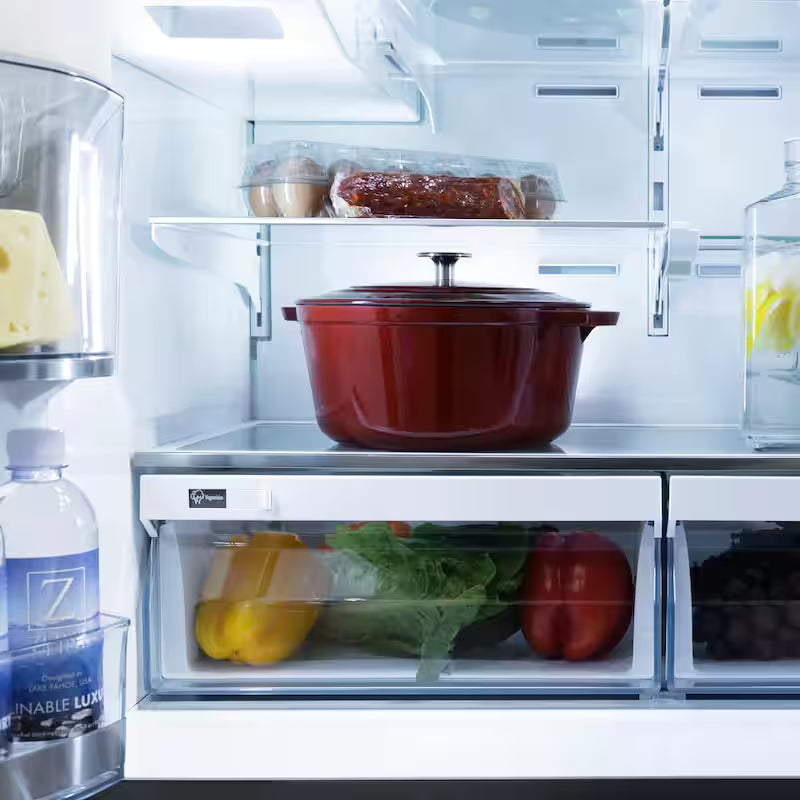 36 in. 4-Door French Door Refrigerator with Ice & Water Dispenser in Black Stainless & Polished Gold M673