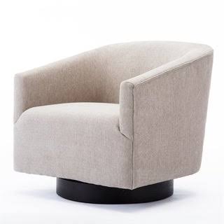 Beige Wood-Base Swivel Chair F354