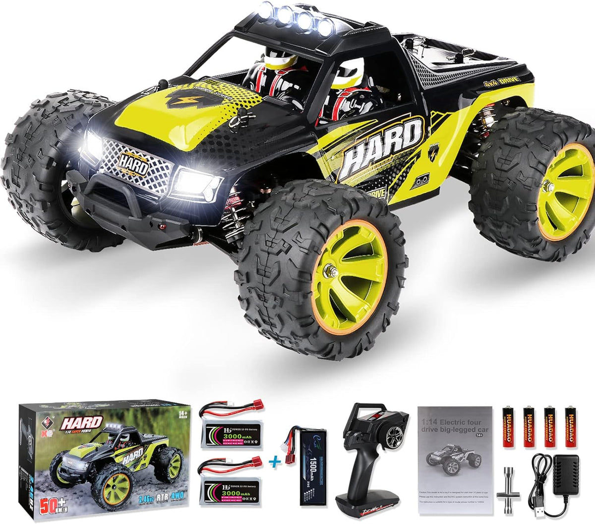 1:14 Scale RC Monster Truck with 3 Batteries T99722