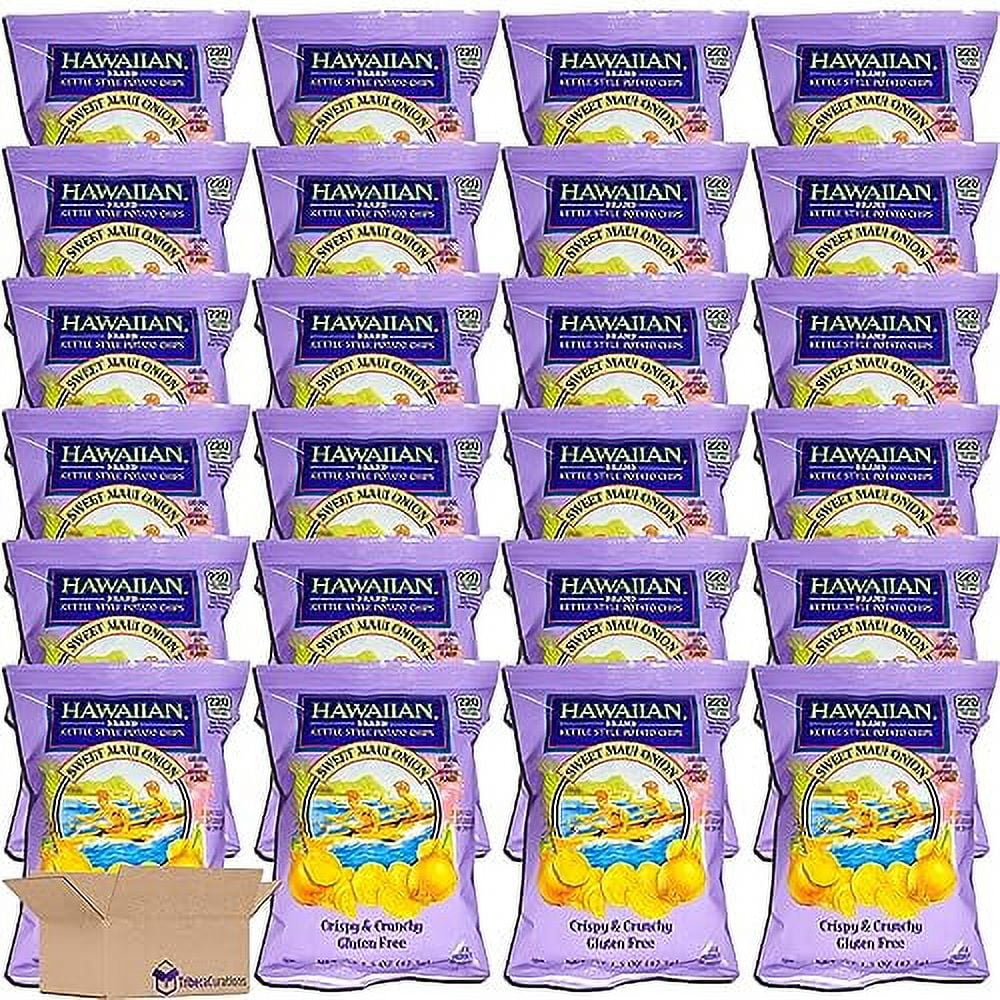 Hawaiian Kettle Style Potato Chips Sweet Maui Onion 1.5 Ounce Bag Pack of 24 U158