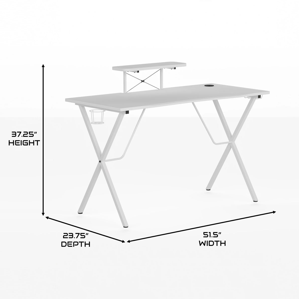 Black Gaming Desk with Cupholder, Headphone Hook & Monitor Stand G174