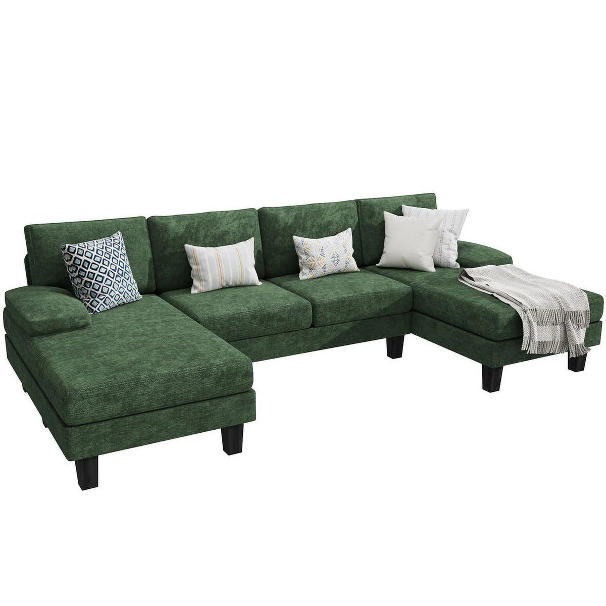 Gray Chenille 4 Seat Sectional Sofa with Chaise Q376