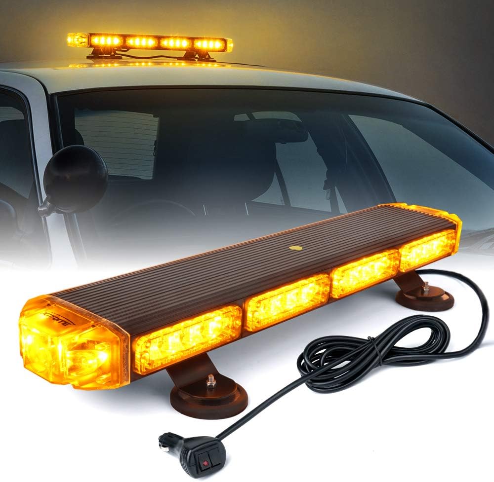 48 White Amber Emergency Strobe Light Bar LED Lightbar with Adjustable Brackets A56469