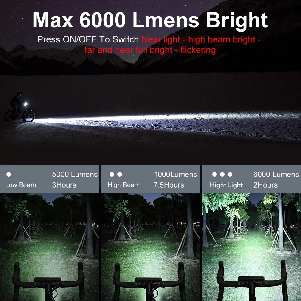 Waterproof 10000mAh 6000Lumen Bicycle Light O329