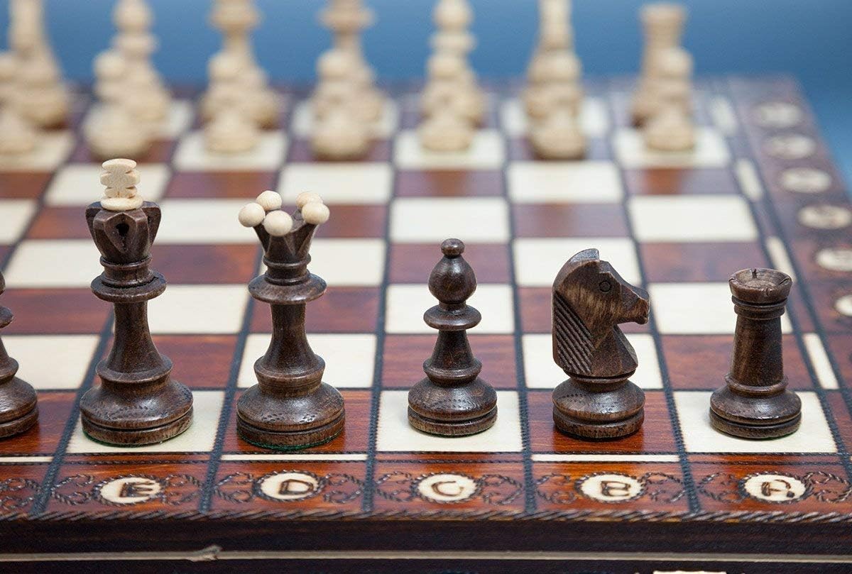Handmade Wooden Chess Set with 16 Inch Board and Hand Carved Chess Pieces D148898