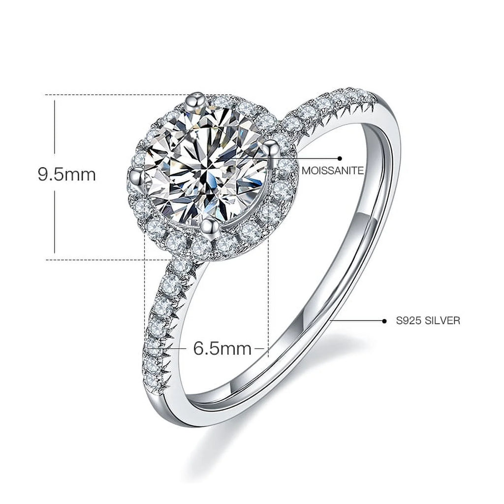18K White Gold over Silver Moissanite Wedding Ring L942