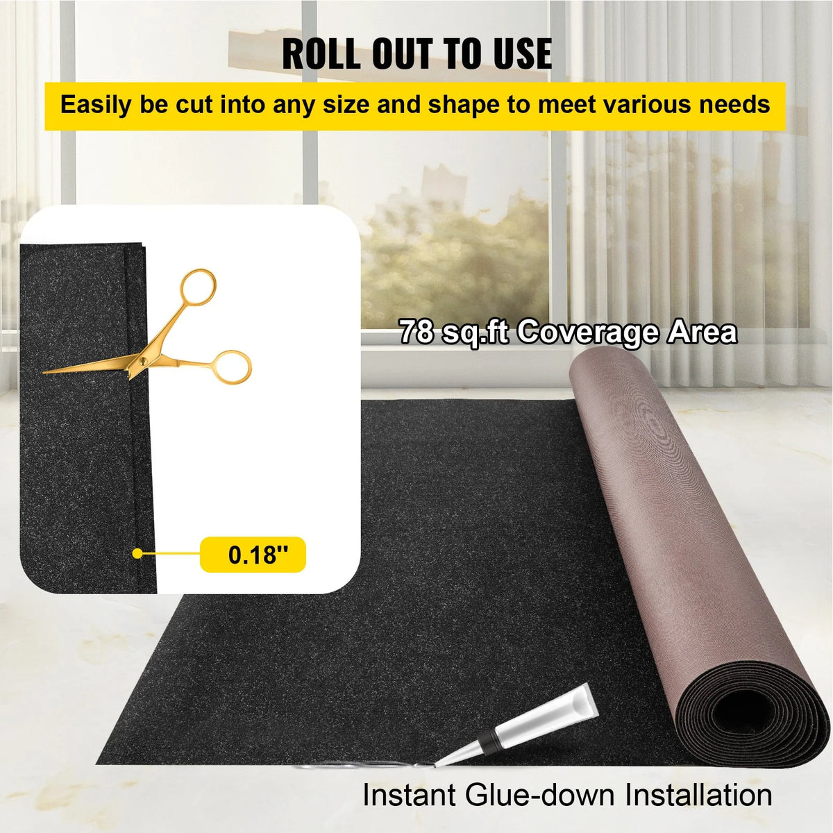 6 ft x 13.1 ft Marine Grade Waterproof Cuttable Carpet X6626