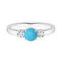 925 Sterling Silver Turquoise Three Stone Engagement Ring J235933