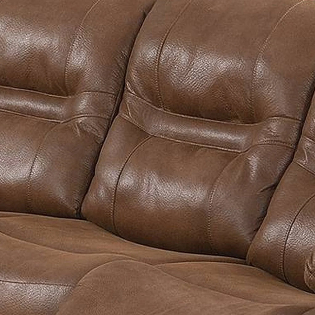 Brown Leatherette Reclining Sofa with USB Port M77182