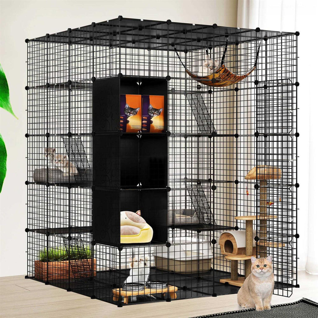 5-Tier Metal Cat Cage with Cube Storage Y635