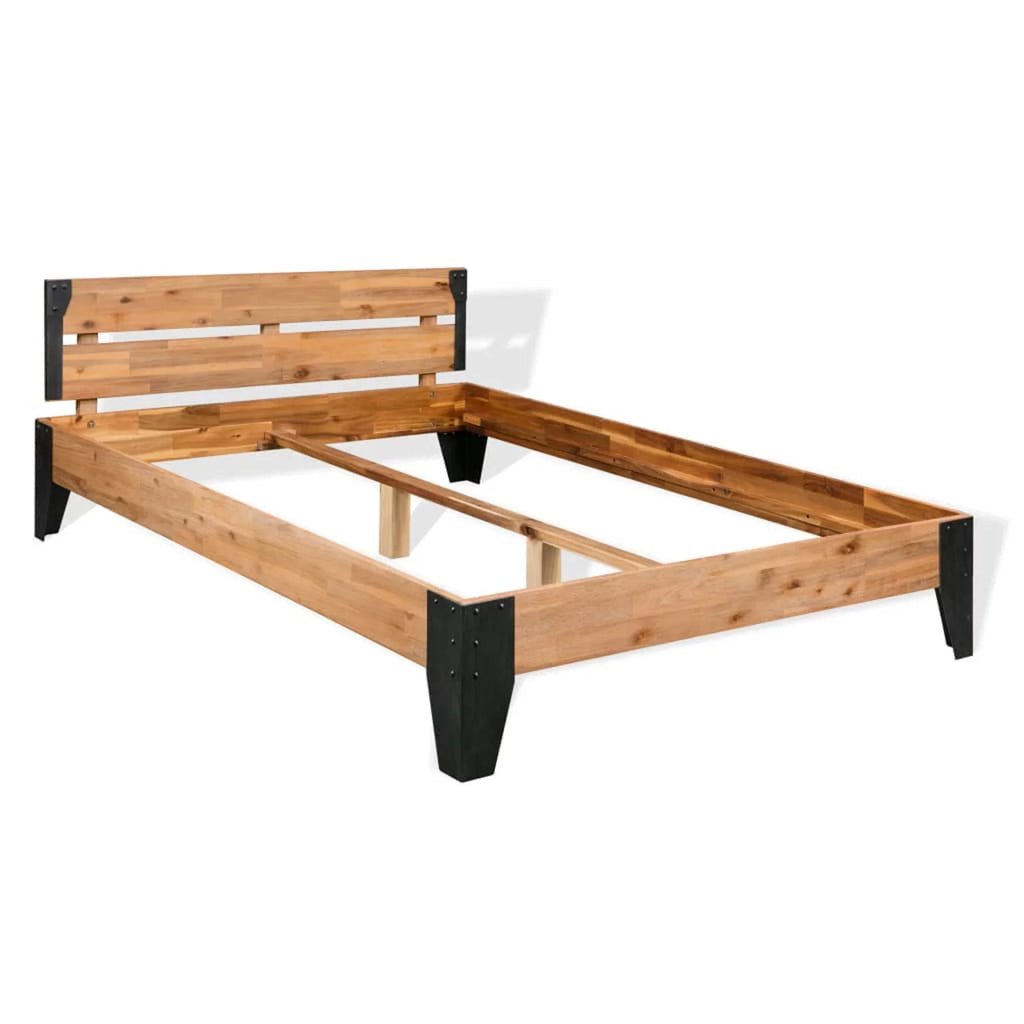 Solid Acacia Wood Steel Bed Frame V58455
